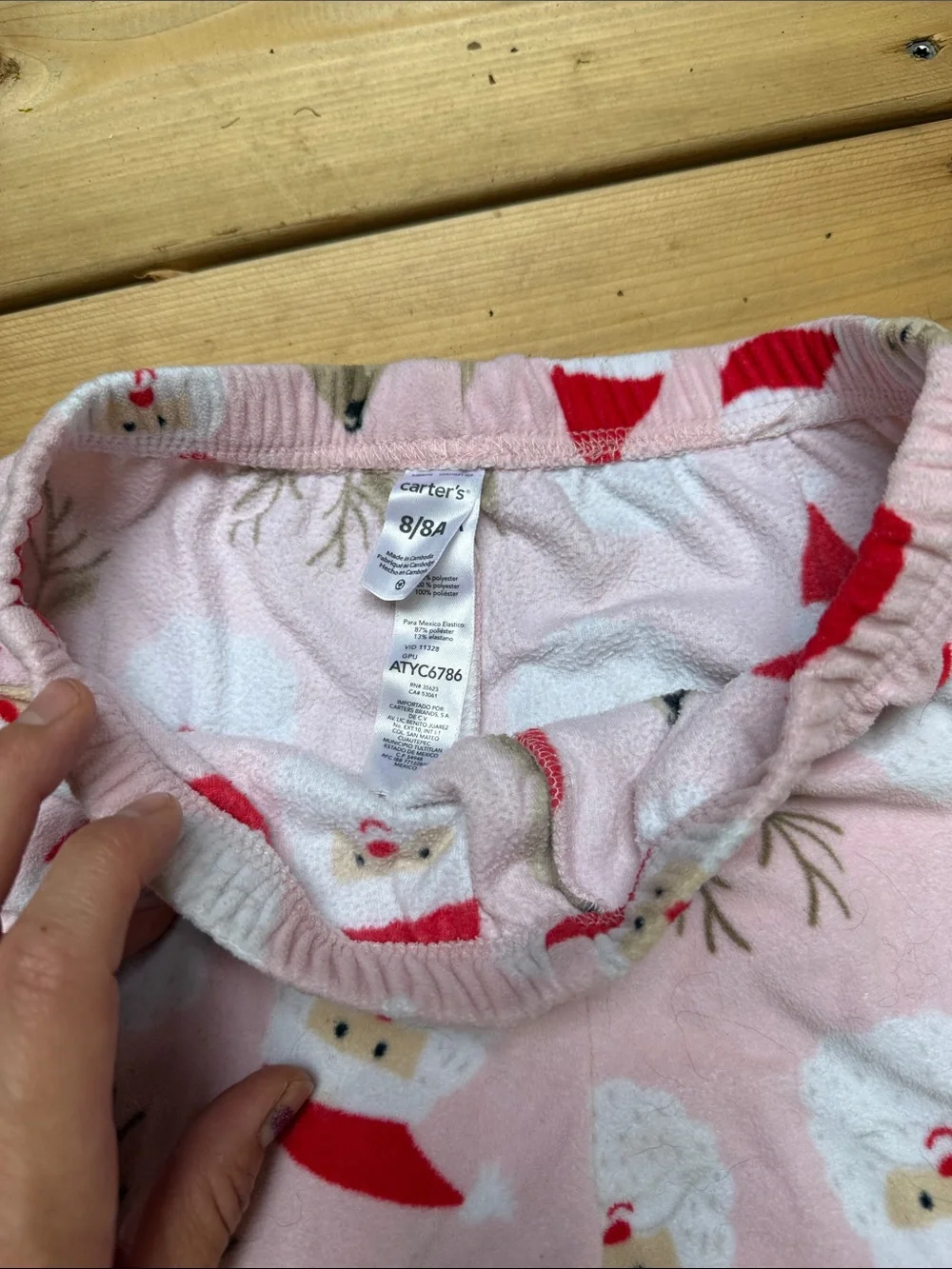 Carter's Pink Santa & Reindeer Fleece Pajama Pants